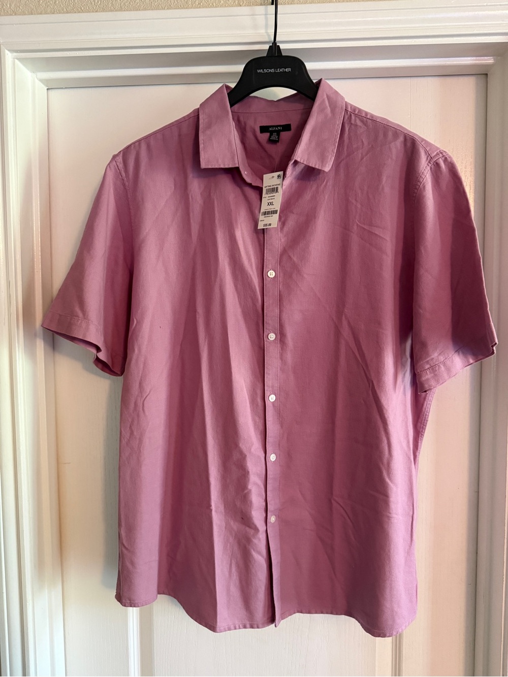 Alfani Men's Short-Sleeve Button-Up Shirt - Pink size XXL